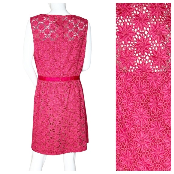 NWT. COLLETTE DINNIGAN Pink/Berry Short Day Lace Dress. Size L. - Picture 3 of 10